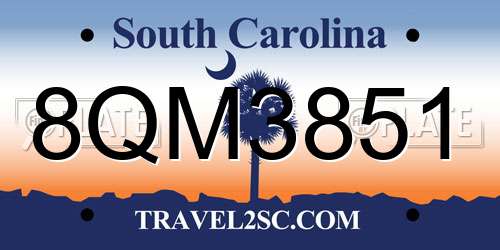 8QM3851 South Carolina License Plate