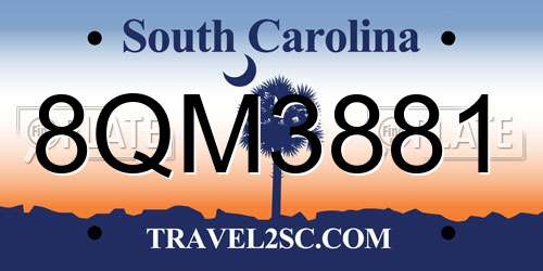 8QM3881 South Carolina License Plate