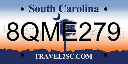 8QME279 South Carolina License Plate