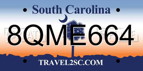 8QME664 South Carolina License Plate