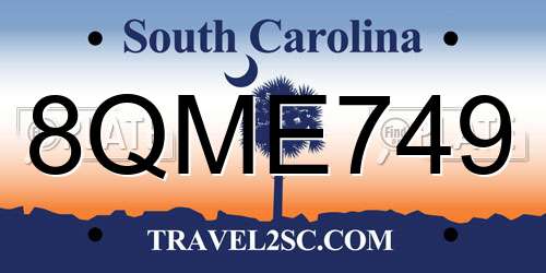 8QME749 South Carolina License Plate