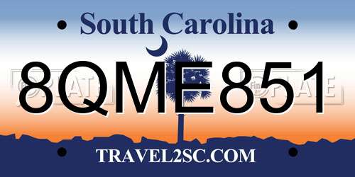 8QME851 South Carolina License Plate