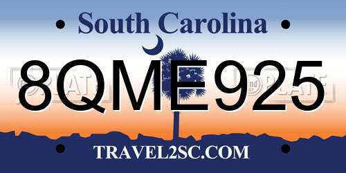 8QME925 South Carolina License Plate