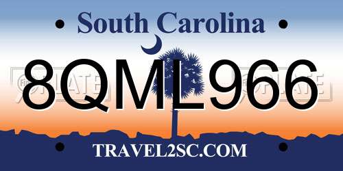 8QML966 South Carolina License Plate