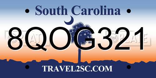8QOG321 South Carolina License Plate