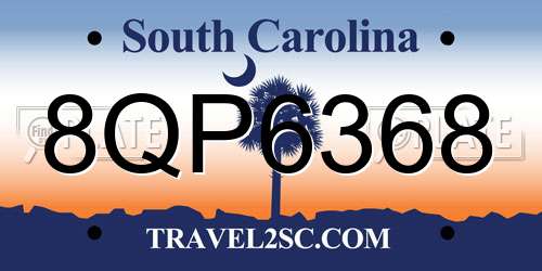8QP6368 South Carolina License Plate