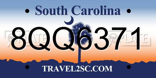 8QQ6371 South Carolina License Plate