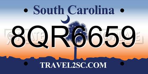 8QR6659 South Carolina License Plate
