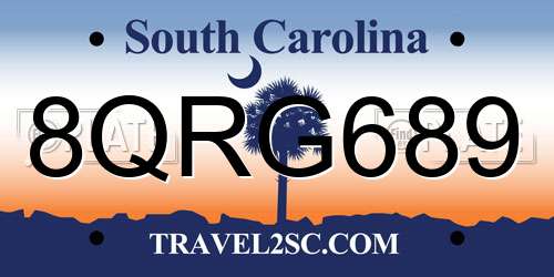 8QRG689 South Carolina License Plate
