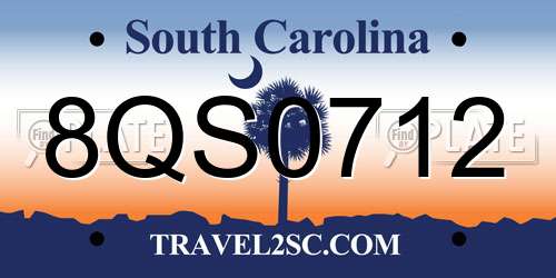 8QS0712 South Carolina License Plate
