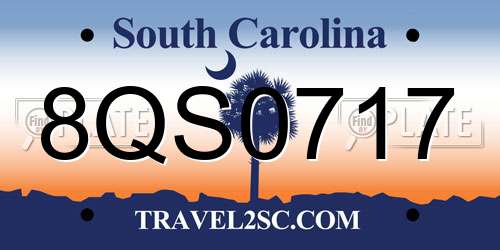 8QS0717 South Carolina License Plate
