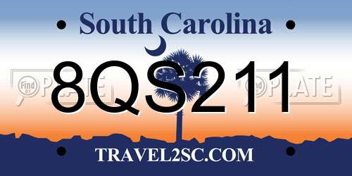 8QS211 South Carolina License Plate