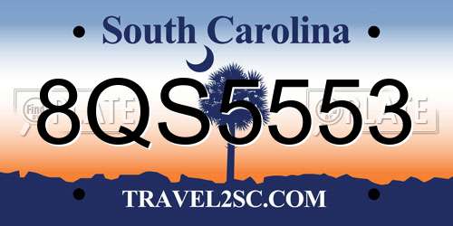8QS5553 South Carolina License Plate