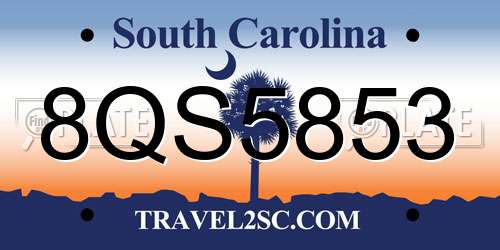 8QS5853 South Carolina License Plate