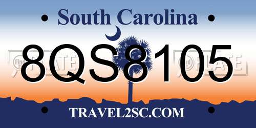 8QS8105 South Carolina License Plate