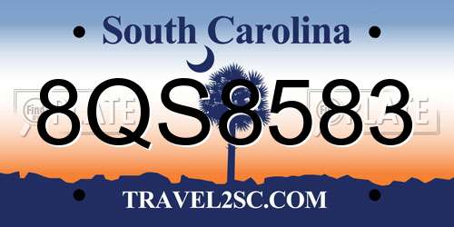 8QS8583 South Carolina License Plate