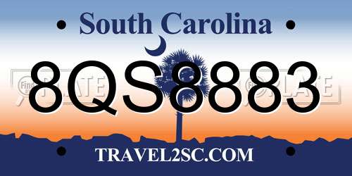 8QS8883 South Carolina License Plate