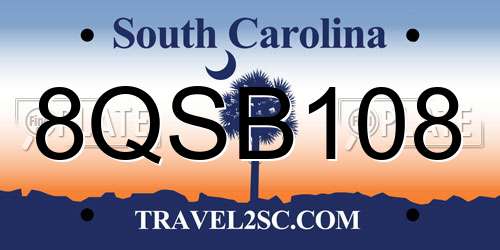8QSB108 South Carolina License Plate
