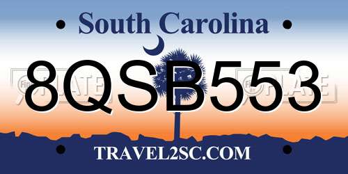 8QSB553 South Carolina License Plate