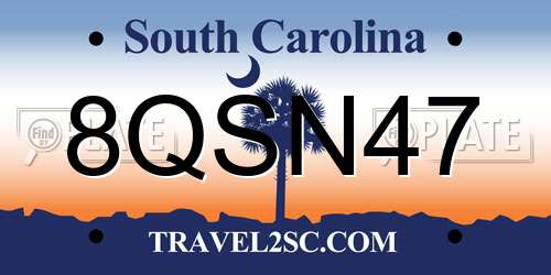 8QSN47 South Carolina License Plate