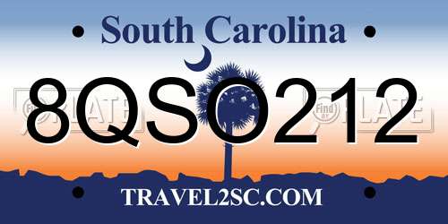 8QSO212 South Carolina License Plate