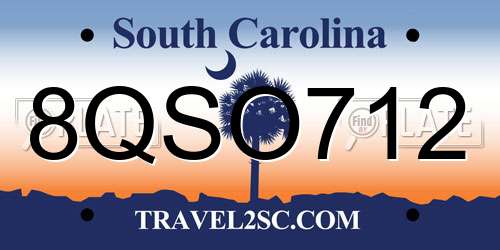 8QSO712 South Carolina License Plate