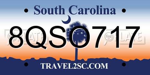 8QSO717 South Carolina License Plate
