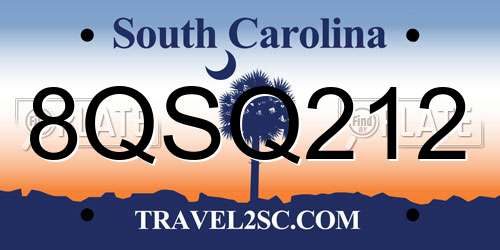 8QSQ212 South Carolina License Plate