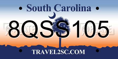 8QSS105 South Carolina License Plate
