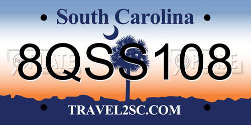 8QSS108 South Carolina License Plate