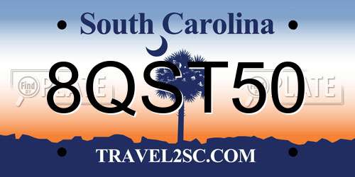 8QST50 South Carolina License Plate