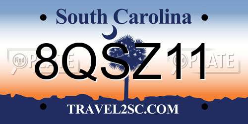 8QSZ11 South Carolina License Plate