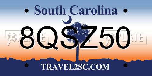 8QSZ50 South Carolina License Plate