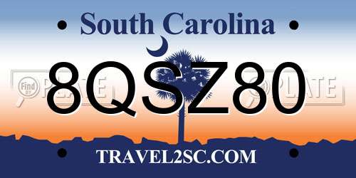 8QSZ80 South Carolina License Plate