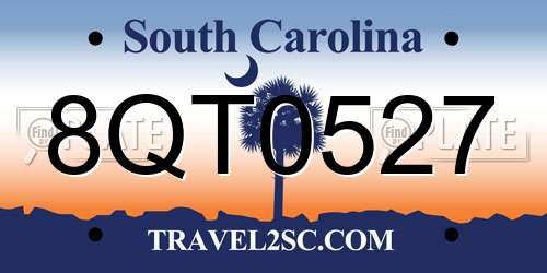 8QT0527 South Carolina License Plate