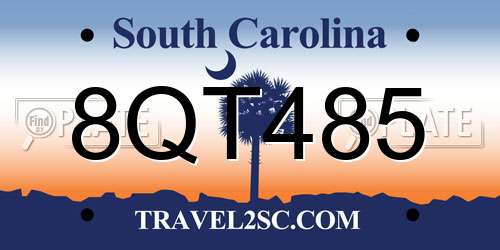 8QT485 South Carolina License Plate
