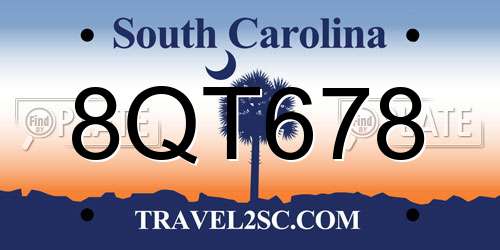 8QT678 South Carolina License Plate