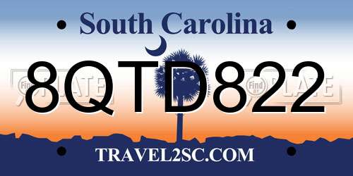 8QTD822 South Carolina License Plate