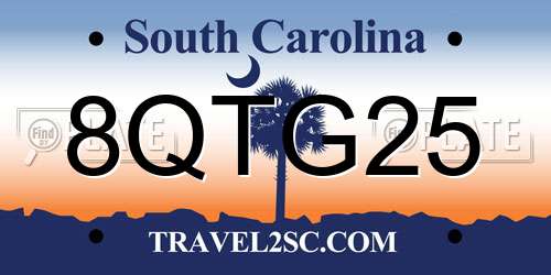 8QTG25 South Carolina License Plate