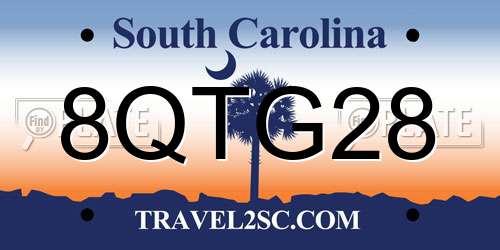 8QTG28 South Carolina License Plate