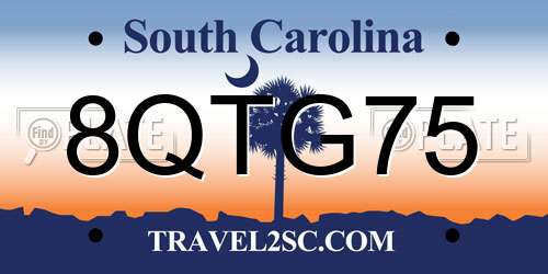 8QTG75 South Carolina License Plate