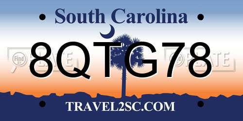 8QTG78 South Carolina License Plate
