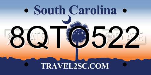 8QTO522 South Carolina License Plate