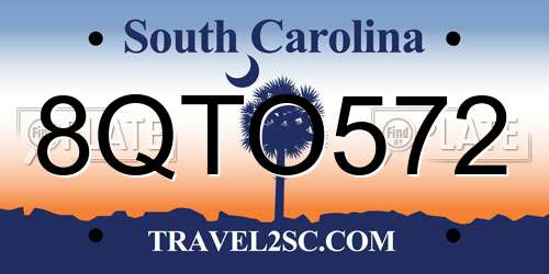 8QTO572 South Carolina License Plate