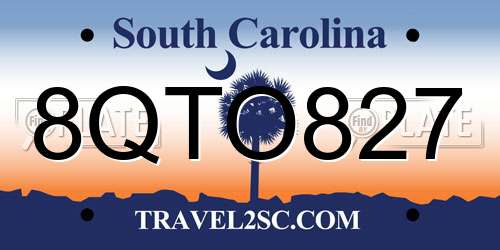 8QTO827 South Carolina License Plate
