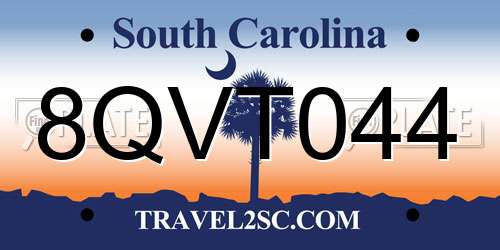 8QVT044 South Carolina License Plate