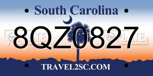 8QZ0827 South Carolina License Plate