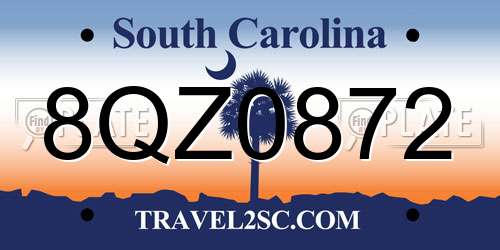 8QZ0872 South Carolina License Plate