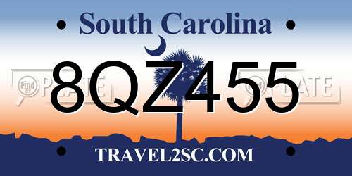 8QZ455 South Carolina License Plate