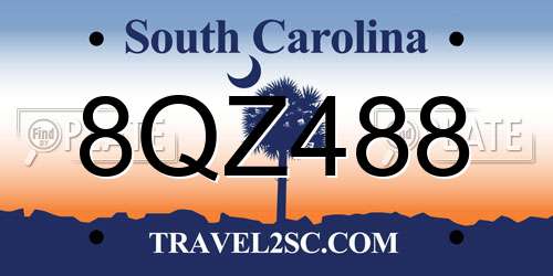 8QZ488 South Carolina License Plate